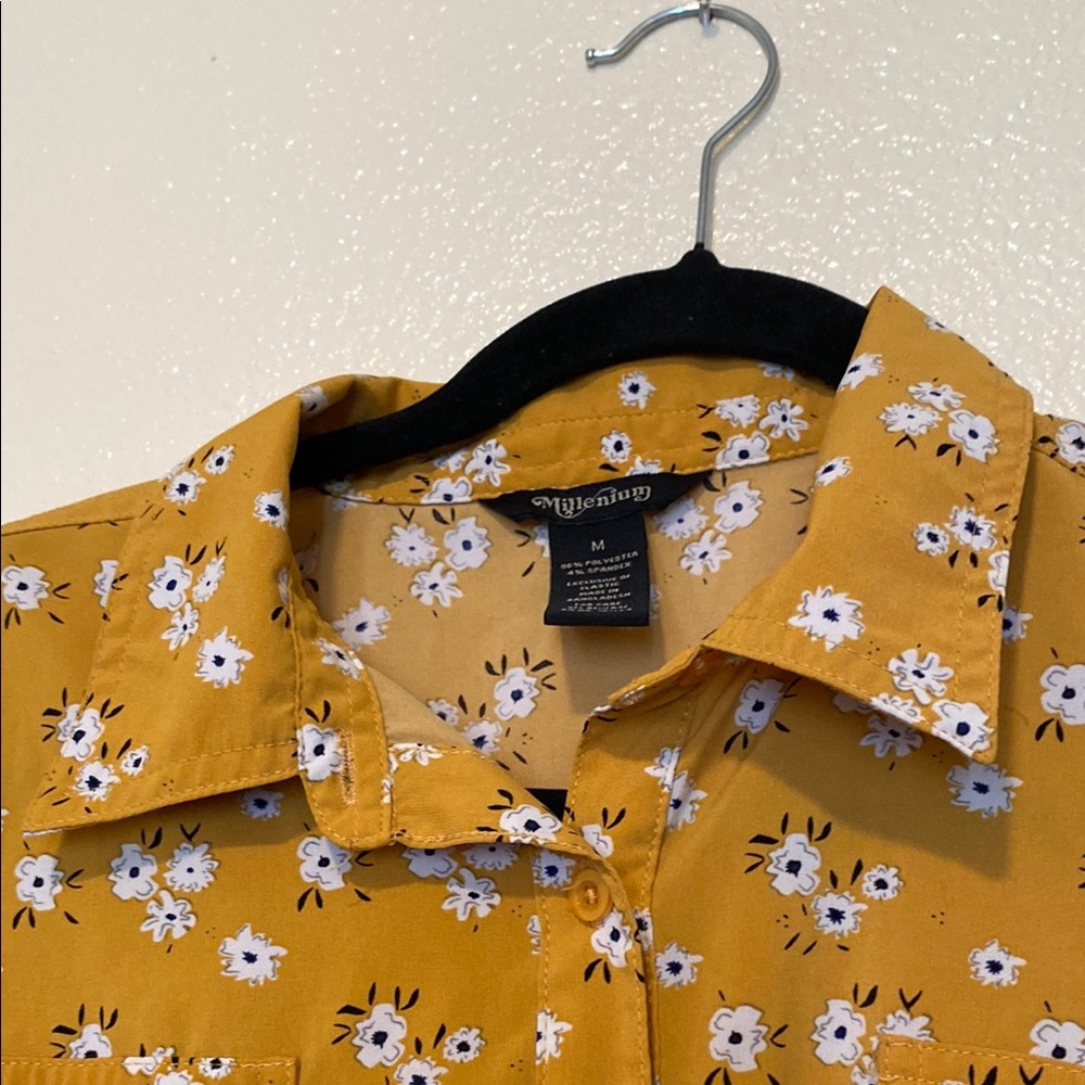 Women’s Mustard Floral Midi Dress Size M - Picture 8 of 11